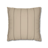 Beige Faux Suede Square Pillowcase — Neutral Striped Decorative Pillow Cover