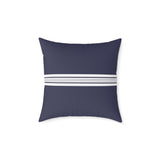 Navy Canvas Pillow with White Striped Accent — Coastal Nautical Decorative Throw Pillow
