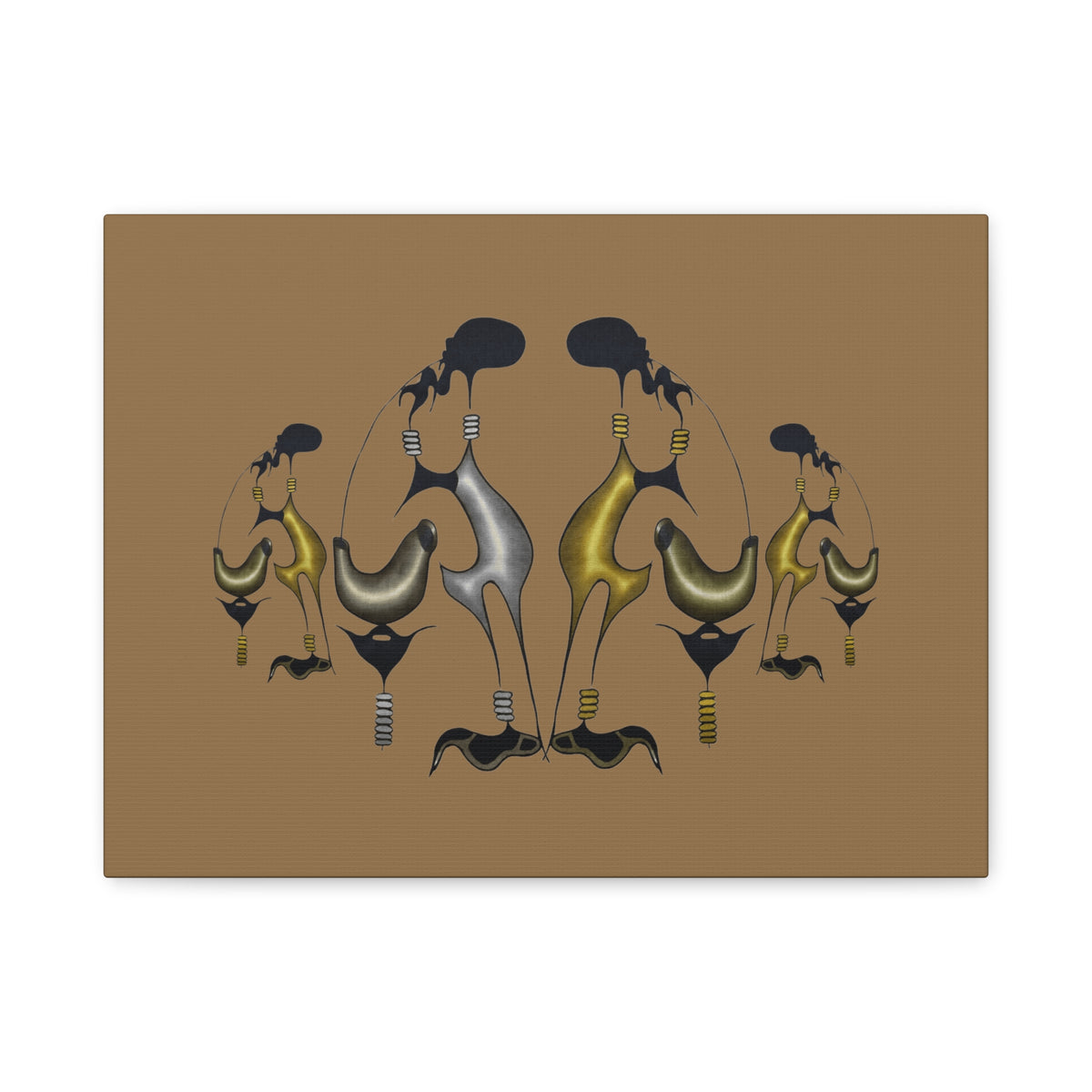 Abstract Golden & Silver Bird Canvas Art — Matte Stretched Wall Decor