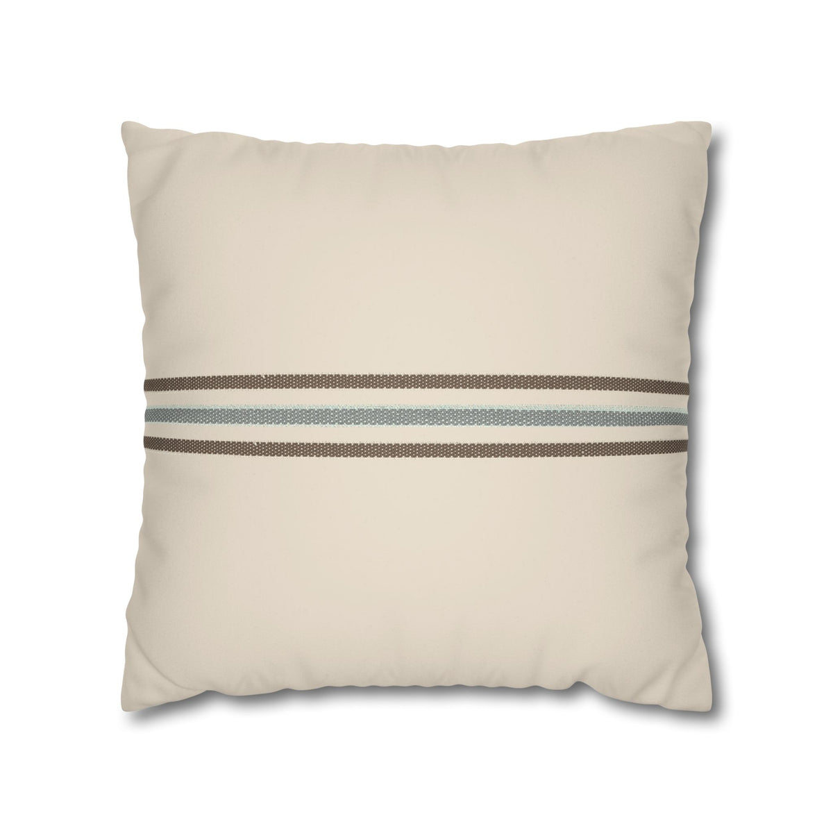 Striped Faux Suede Pillowcase — Neutral Coastal Decorative Throw Pillow Cover