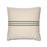 Striped Faux Suede Pillowcase — Neutral Coastal Decorative Throw Pillow Cover