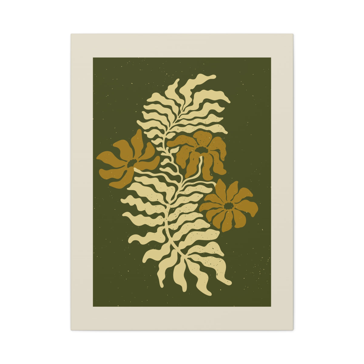 Golden Fern Botanical Wall Art - Olive & Ochre Nature-Inspired Artwork
