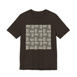 Grid Plaid Graphic Tee — Neutral Geometric Pattern T-Shirt