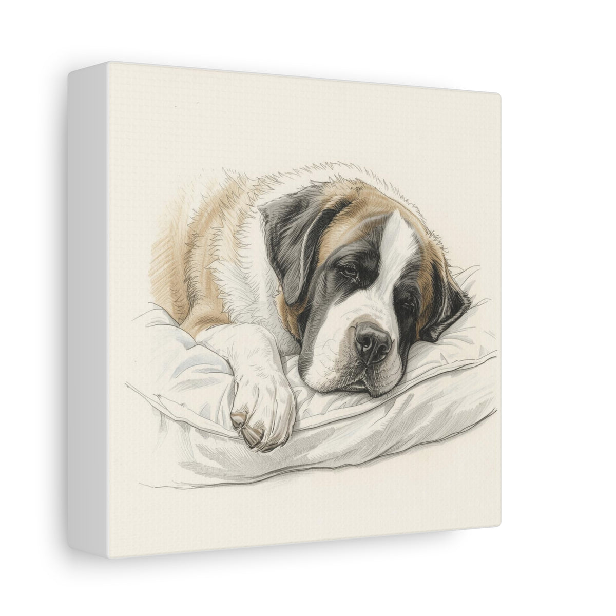 St. Bernard Sleeping Portrait Matte Canvas