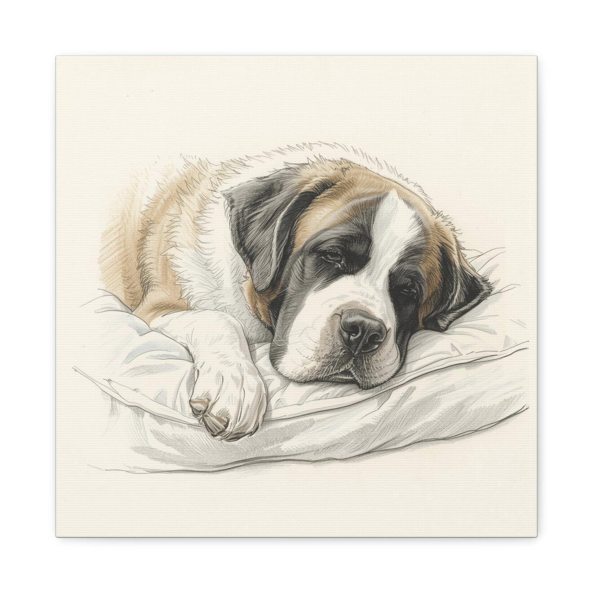 St. Bernard Sleeping Portrait Matte Canvas