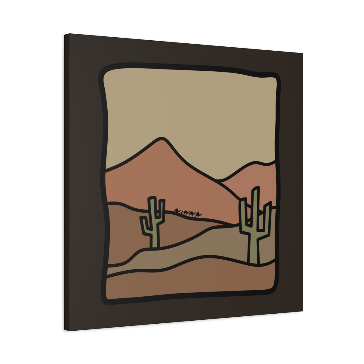 Desert Cactus Canvas Wall Art — Minimal Southwestern Landscape Matte Print