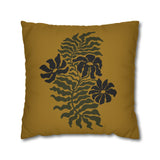 Golden Fern Botanical Pillow Cover - Ochre & Olive Nature-Inspired Cushion