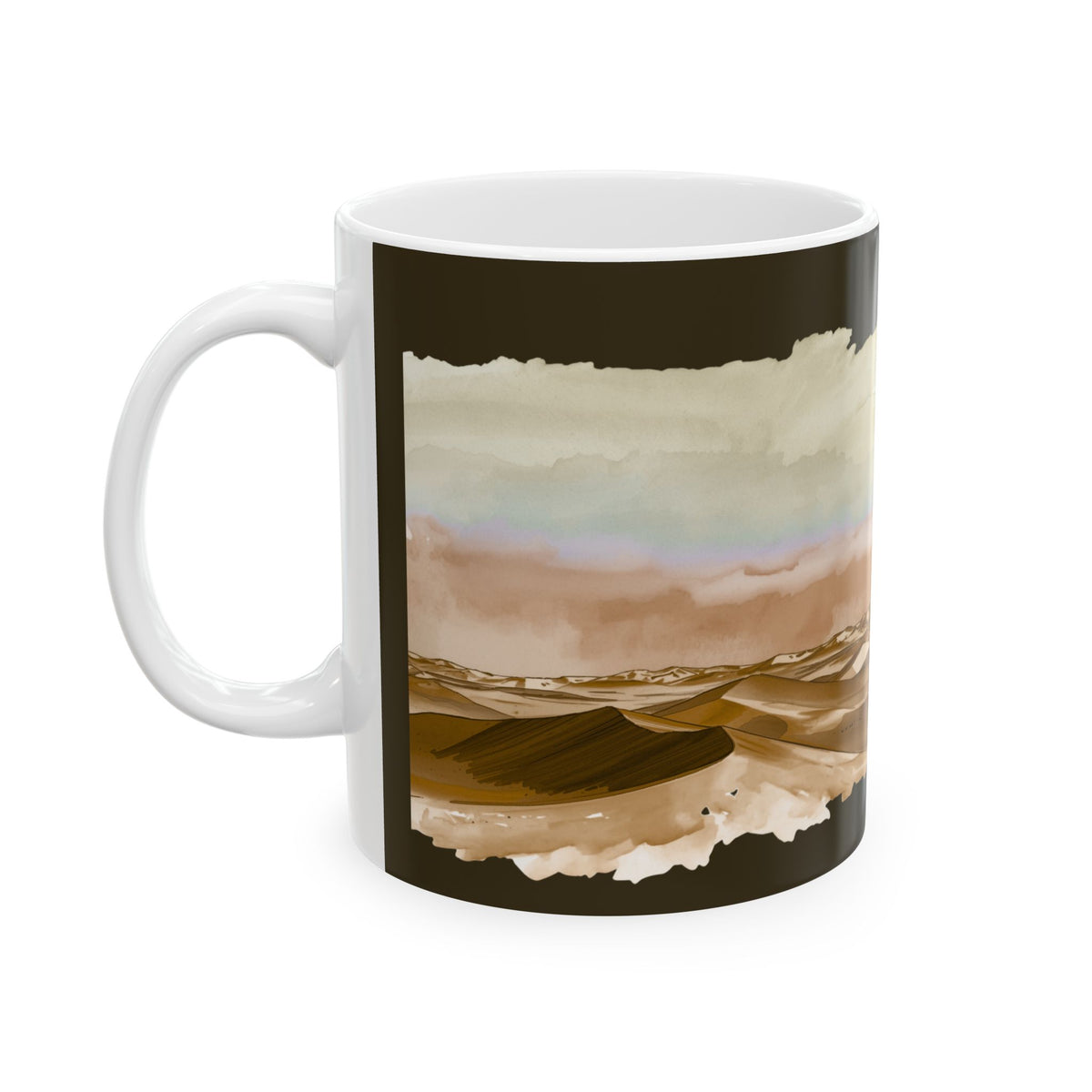 Desert Dunes Ceramic Mug — Earth Tone Abstract Horizon (11oz/15oz)