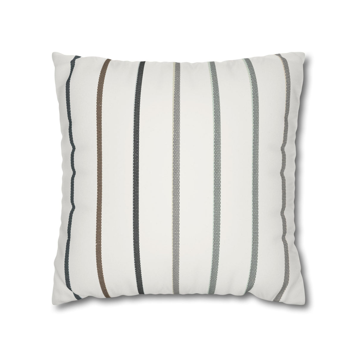 Striped Faux Suede Square Pillowcase — Neutral Modern Throw Pillow Cover