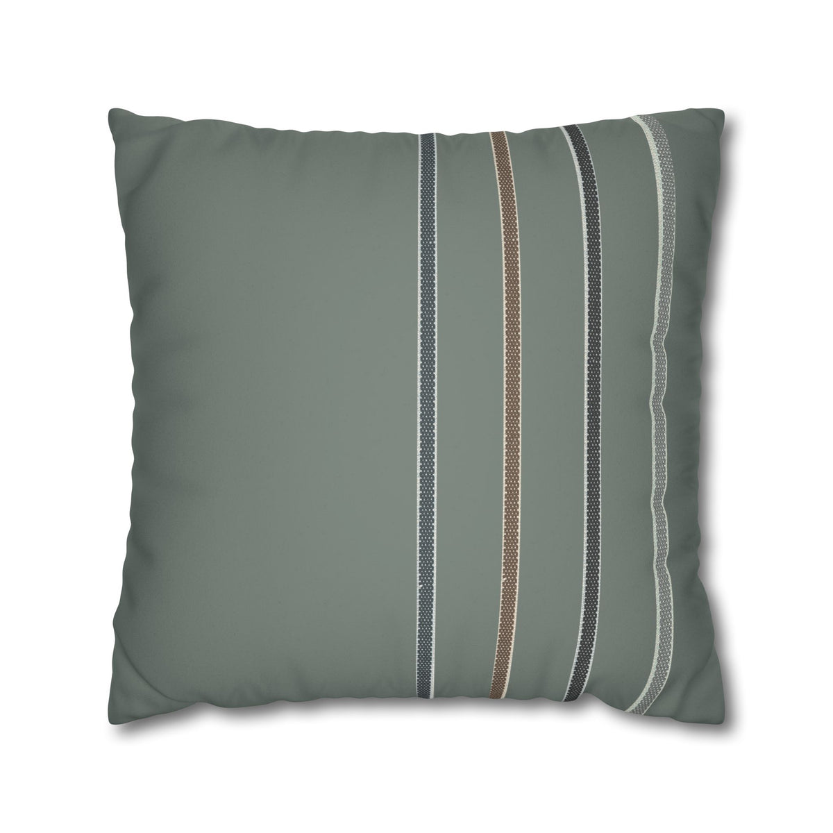 Suede-Look Striped Throw Pillowcase — Sage Green Decorative Pillow Cover