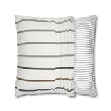 Striped Faux Suede Square Pillowcase — Neutral Modern Throw Pillow Cover