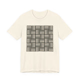 Grid Plaid Graphic Tee — Neutral Geometric Pattern T-Shirt