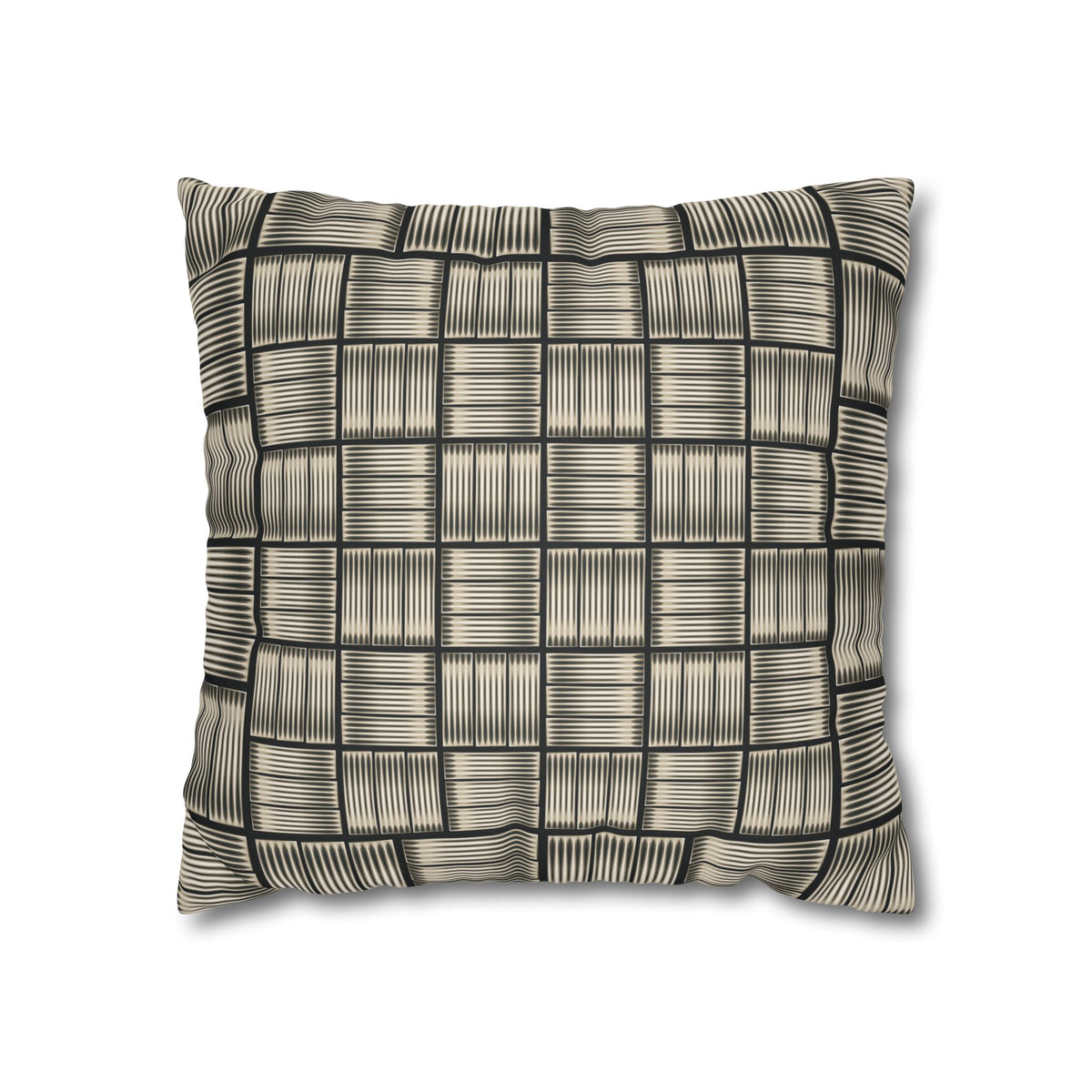 Faux Suede Pillowcase — Neutral Woven Plaid Decorative Throw Pillow