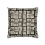 Faux Suede Pillowcase — Neutral Woven Plaid Decorative Throw Pillow