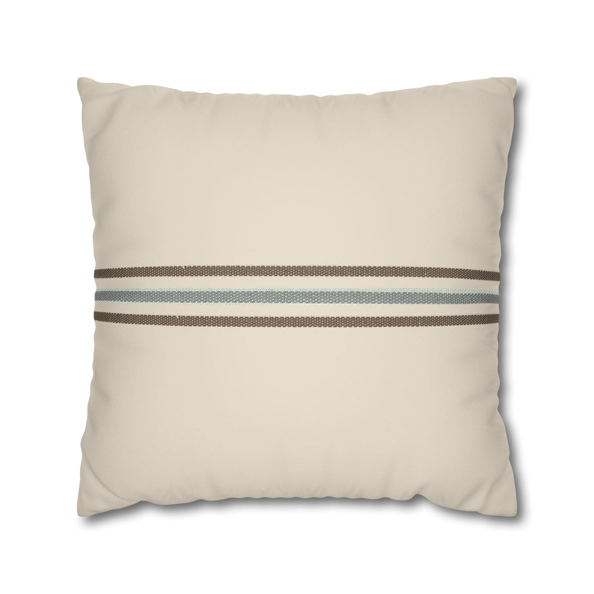 Striped Faux Suede Pillowcase — Neutral Coastal Decorative Throw Pillow Cover