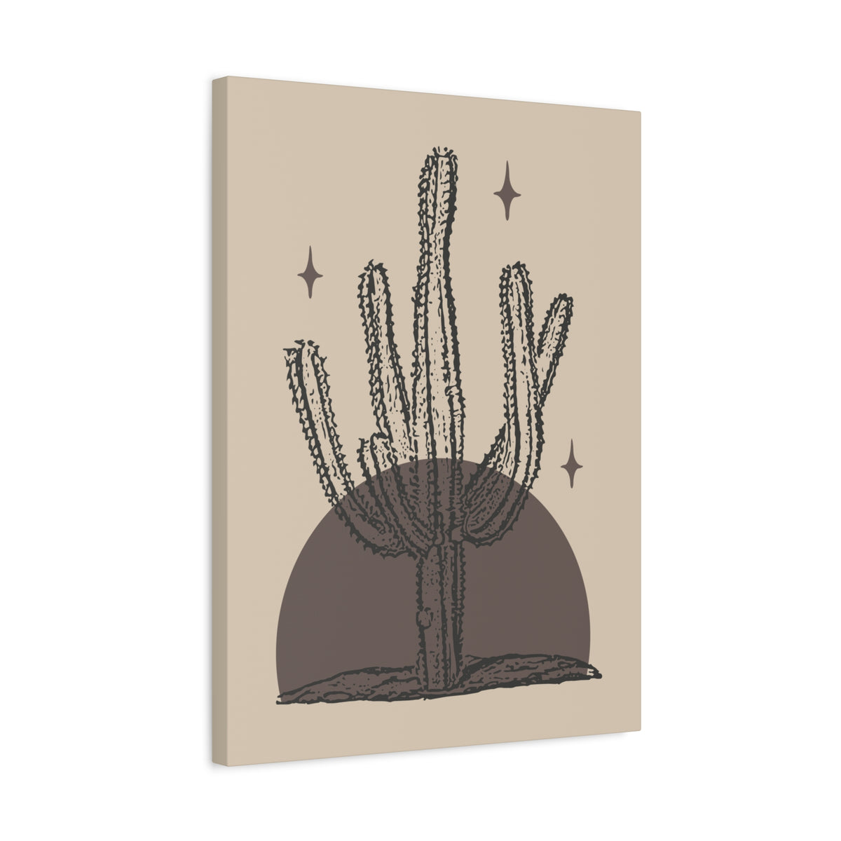 Desert Stillness Cactus Wall Art – Neutral Desert Botanical Print