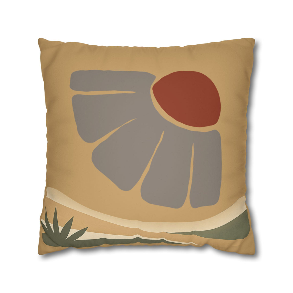Boho Floral Faux Suede Pillowcase – Earth Tones Decorative Cushion Cover