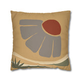 Boho Floral Faux Suede Pillowcase – Earth Tones Decorative Cushion Cover