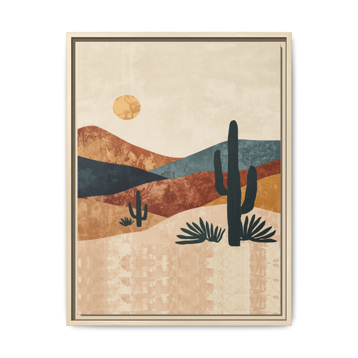 Desert Sunset Cactus Matte Canvas Print (Framed)