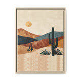 Desert Sunset Cactus Matte Canvas Print (Framed)