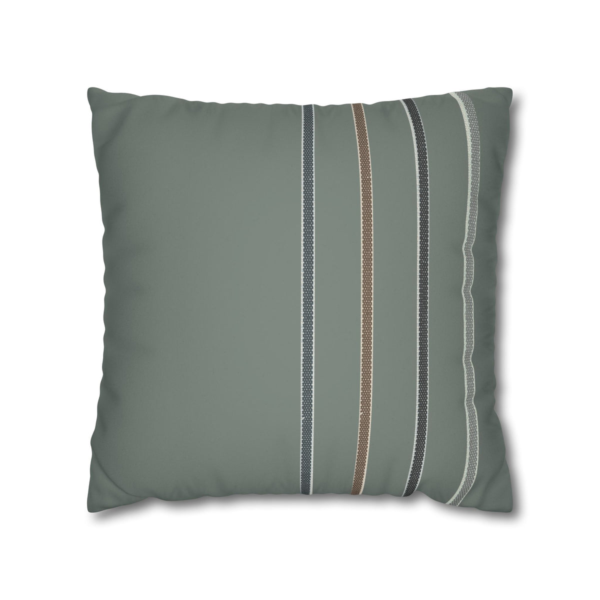 Suede-Look Striped Throw Pillowcase — Sage Green Decorative Pillow Cover