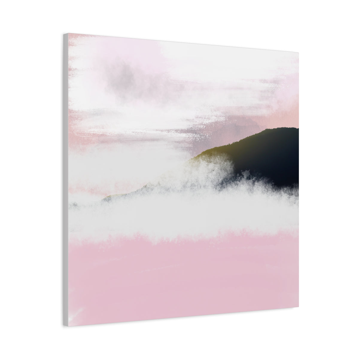 Pink Mist Mountain Matte Canvas Wall Art - Stretched 1.25"