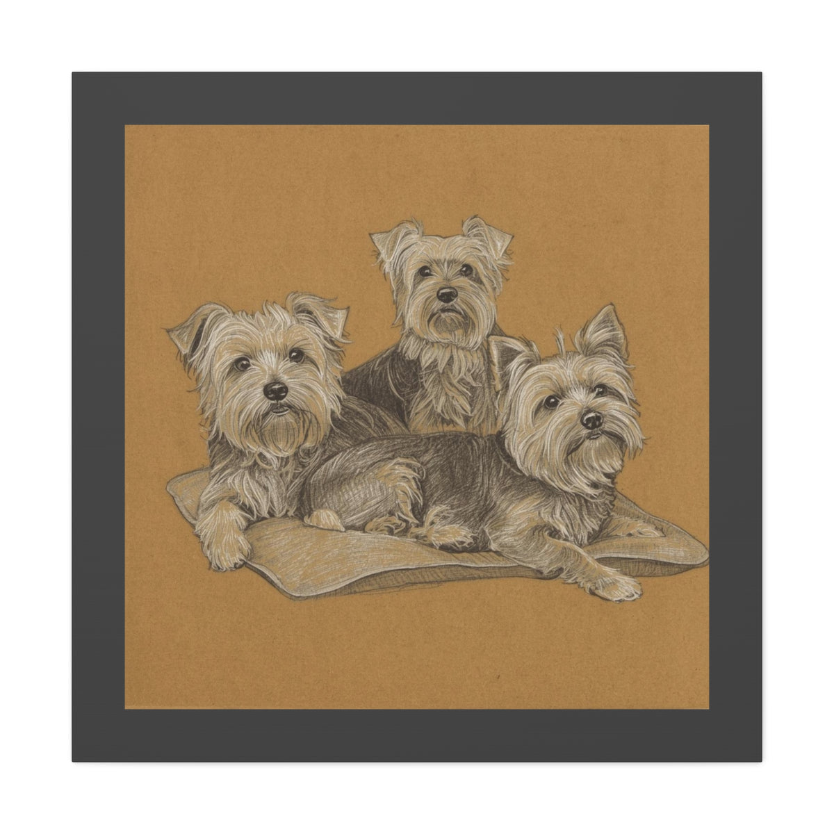 Yorkshire Terrier Trio Matte Canvas Wall Art