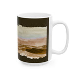 Desert Dunes Ceramic Mug — Earth Tone Abstract Horizon (11oz/15oz)