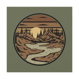 Mountain Passage Wall Art - Earth-Toned Mountain & River Landscape