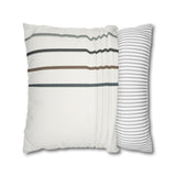 Striped Faux Suede Pillowcase — Neutral Modern Square Cushion Cover