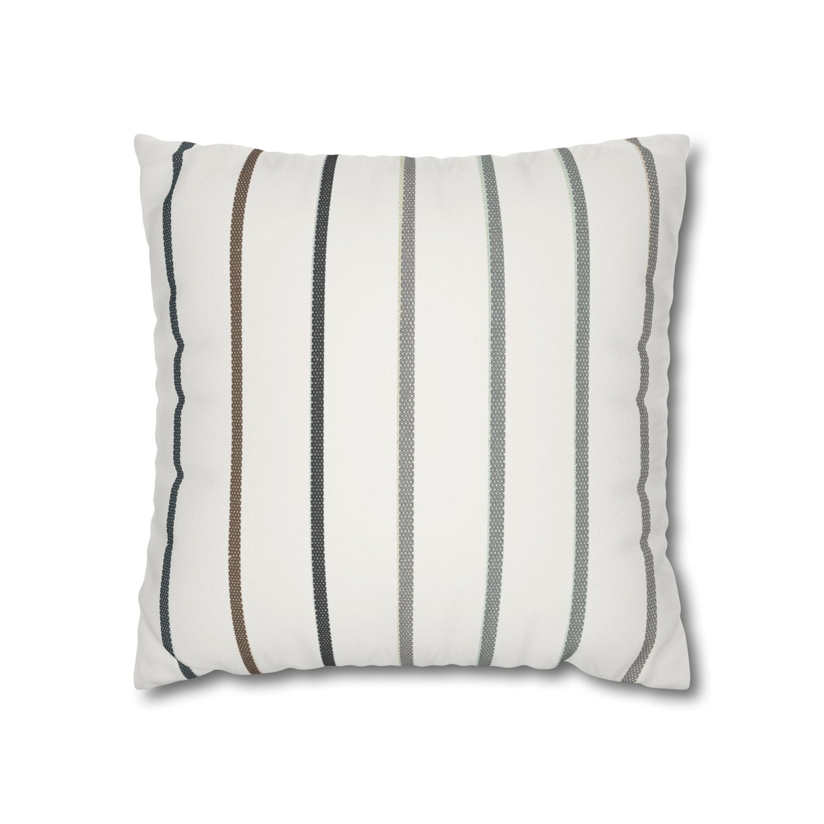 Striped Faux Suede Square Pillowcase — Neutral Modern Throw Pillow Cover
