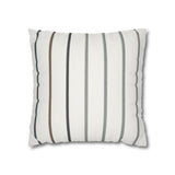 Striped Faux Suede Square Pillowcase — Neutral Modern Throw Pillow Cover