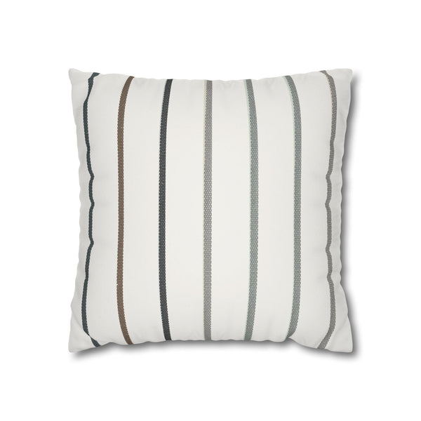Striped Faux Suede Square Pillowcase — Neutral Modern Throw Pillow Cover