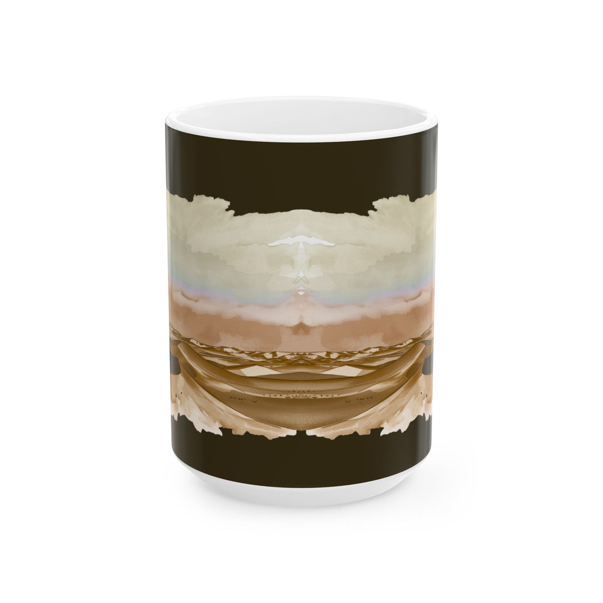 Desert Dunes Ceramic Mug — Earth Tone Abstract Horizon (11oz/15oz)
