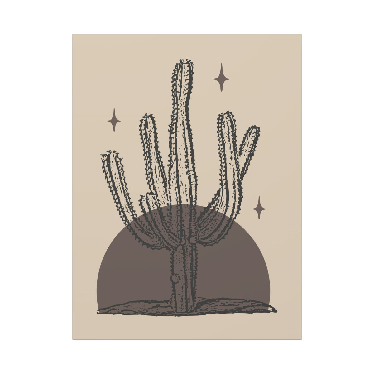 Desert Stillness Cactus Wall Art – Neutral Desert Botanical Print