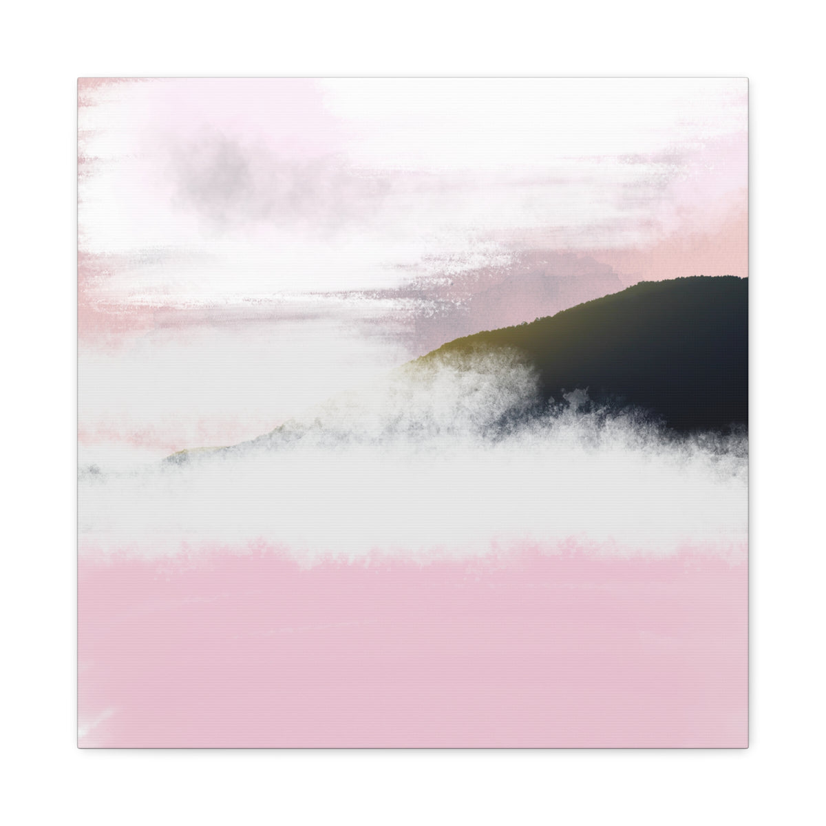 Pink Mist Mountain Matte Canvas Wall Art - Stretched 1.25"