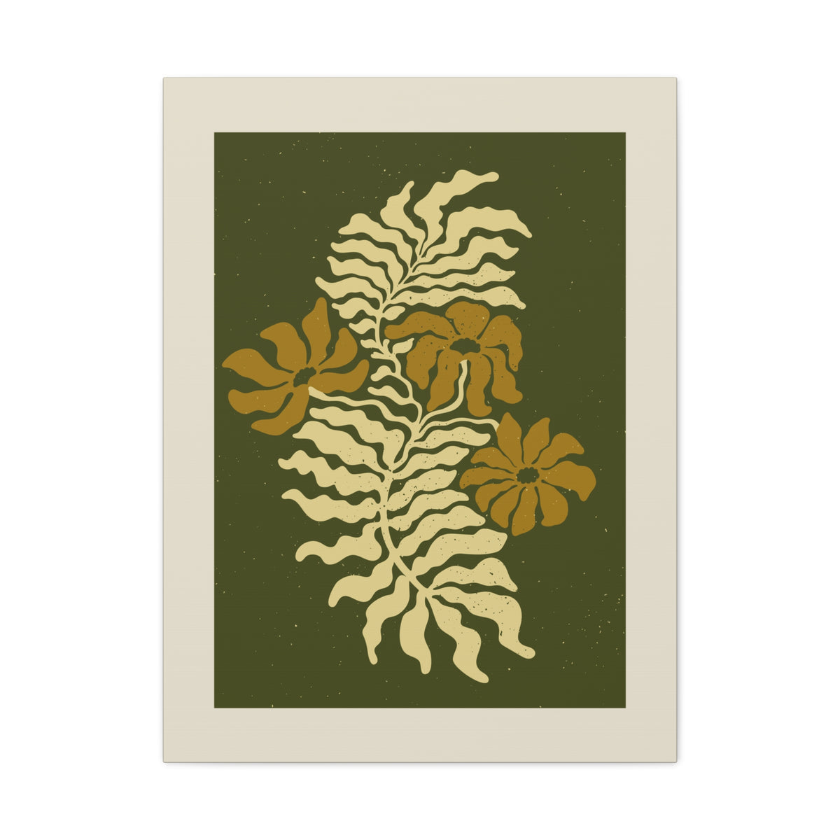 Golden Fern Botanical Wall Art - Olive & Ochre Nature-Inspired Artwork