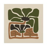 Rooted Canopy Abstract Botanical Wall Art - Earthy Olive & Terracotta Decor