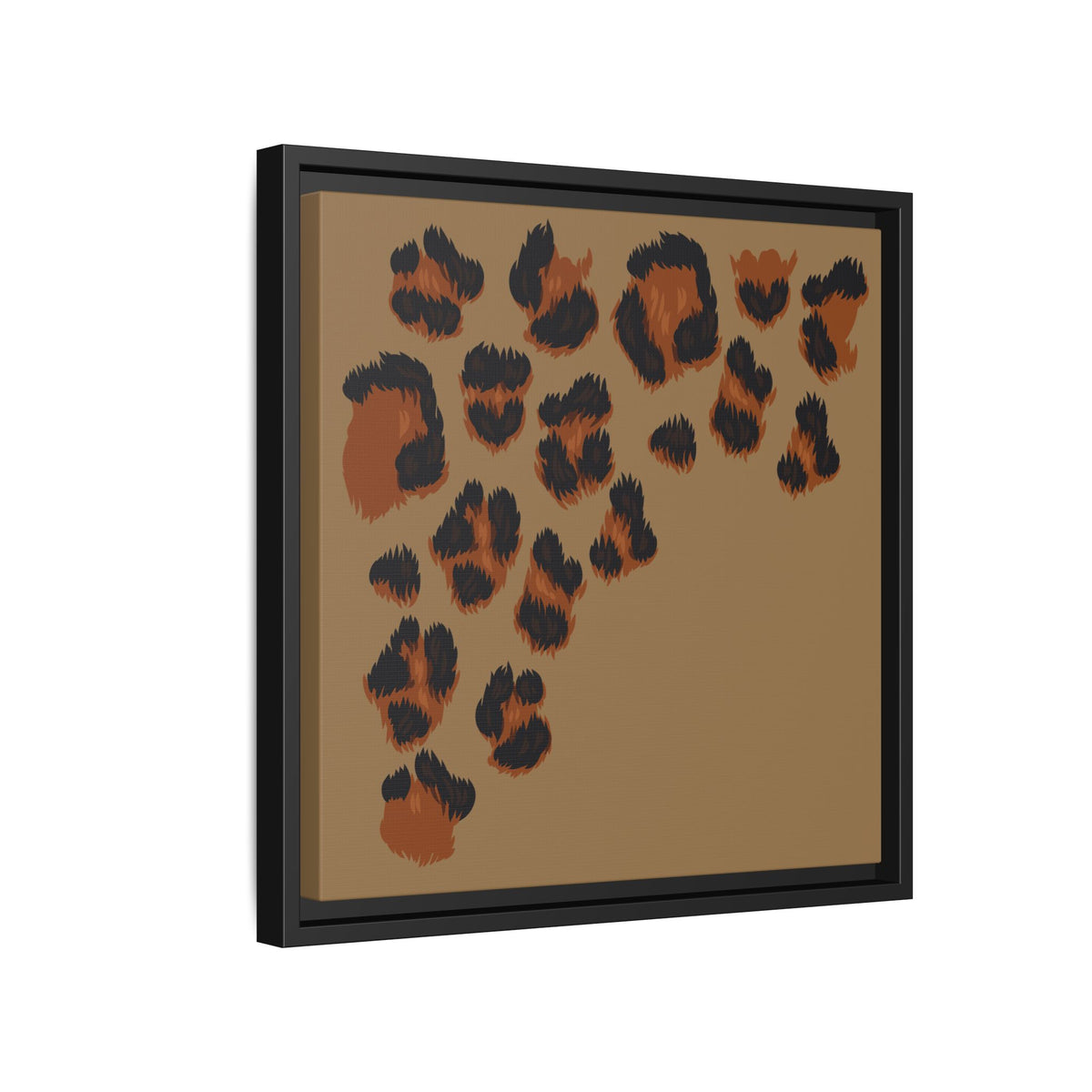 Leopard Print Framed Canvas Art — Rustic Brown Animal Spot Wall Decor