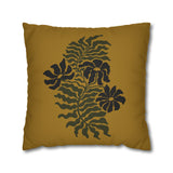 Golden Fern Botanical Pillow Cover - Ochre & Olive Nature-Inspired Cushion