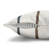 Striped Faux Suede Square Pillowcase — Neutral Modern Throw Pillow Cover