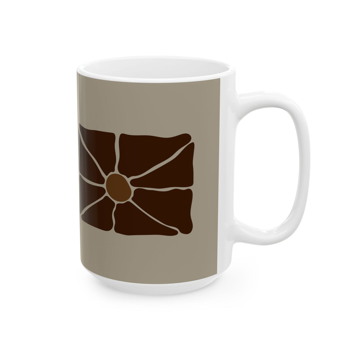 Earthen Bloom Mug - Neutral Brown Abstract Ceramic Mug