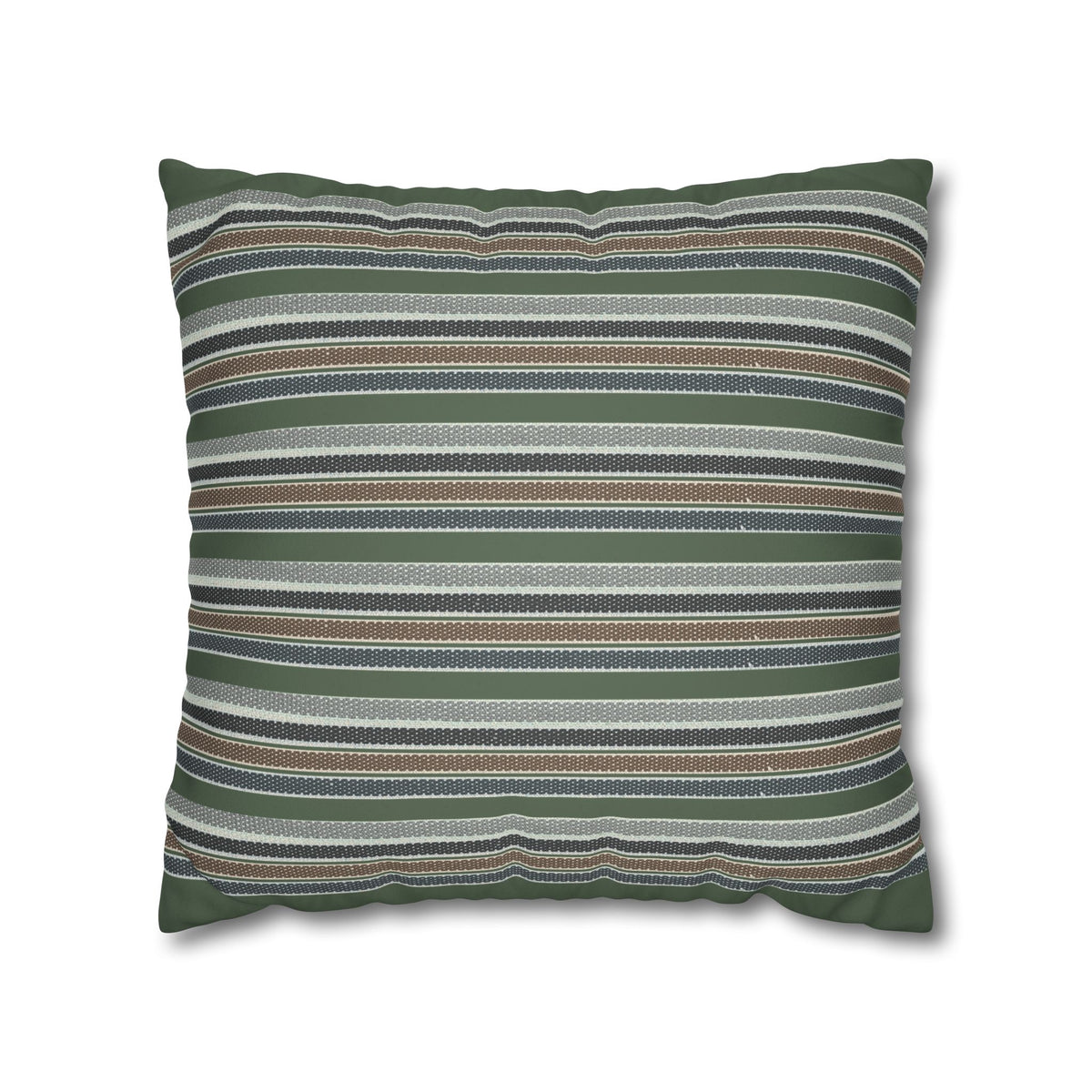 Striped Faux Suede Pillowcase – Green & Earth Tone Decorative Throw Pillow Cover