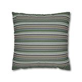 Striped Faux Suede Pillowcase – Green & Earth Tone Decorative Throw Pillow Cover
