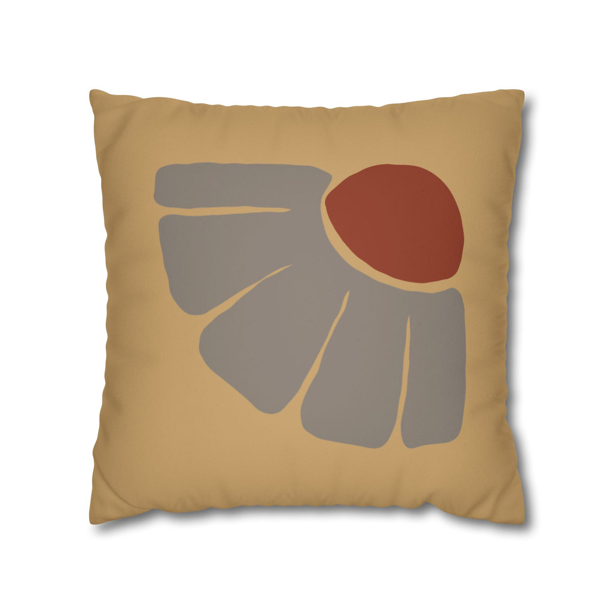 Boho Sunrise Faux Suede Pillowcase — Abstract Floral Accent Cushion Cover