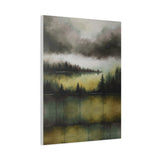 Misty Forest Lake Canvas Wall Art