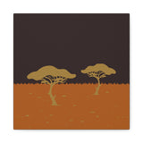 Savanna Sunset Canvas Art - Minimalist Acacia Tree Wall Decor