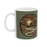 Mountain River Sunset Ceramic Mug — Rustic Mountain Landscape (11oz & 15oz)