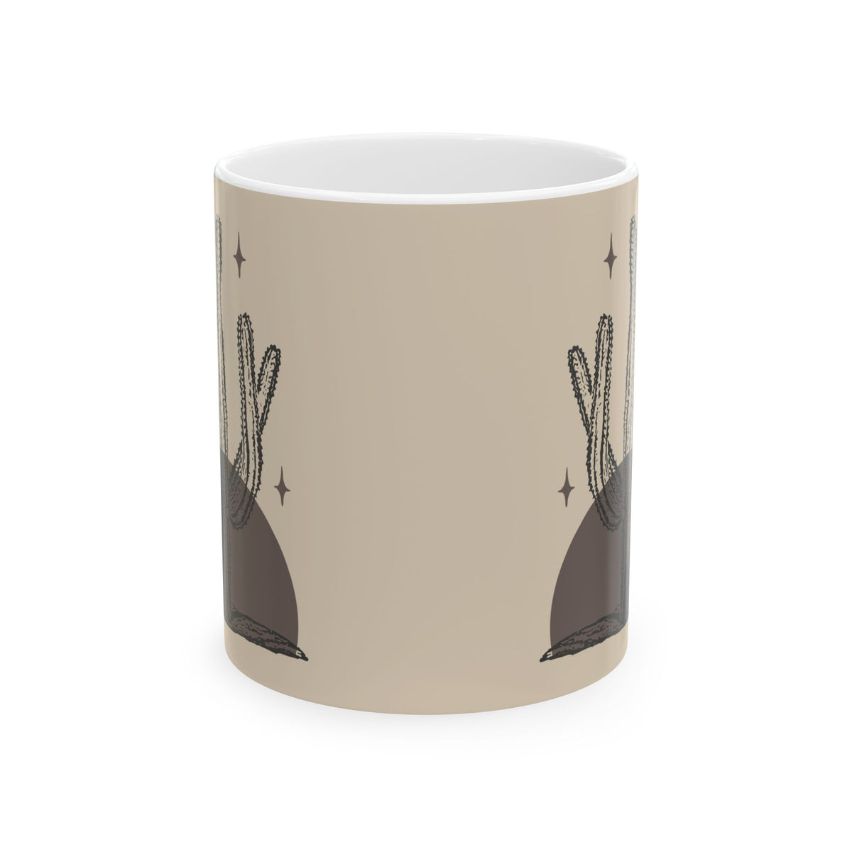 Desert Stillness Cactus Mug – Neutral Botanical Ceramic Cup