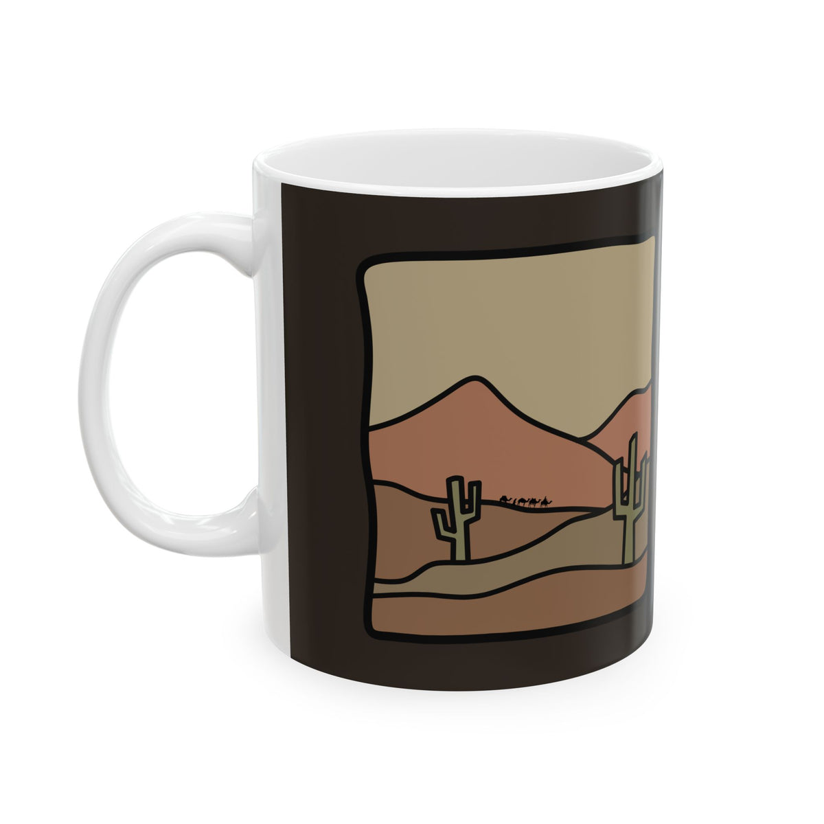 Desert Sunset Ceramic Mug — Southwestern Cactus Coffee Cup (11oz/15oz)